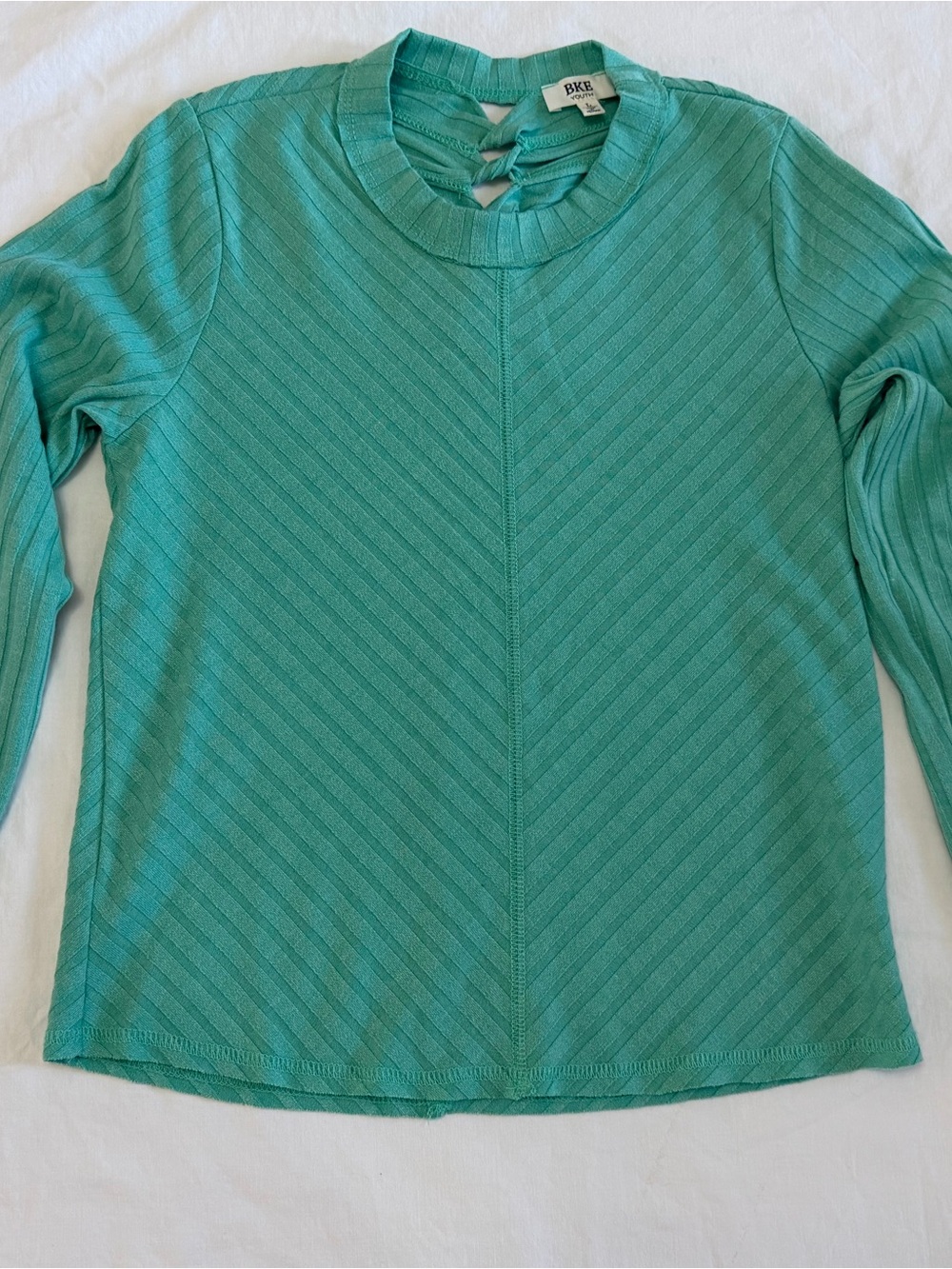BKE Girls Ribbed Chevron Long Sleeve Top